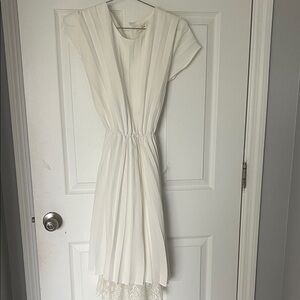 Elegant White Pleated Dress